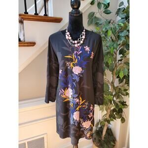 Avenue Women Black Polyester Round Neck Long Sleeve Casual Top Blouse Size 18/20